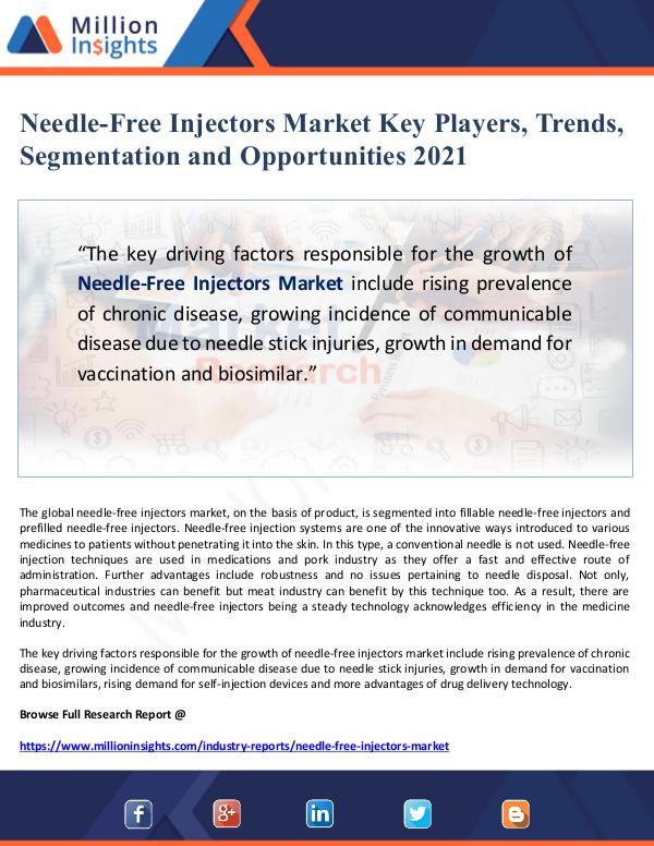 Global Research Needle-Free Injectors Market Key Players, Trends,