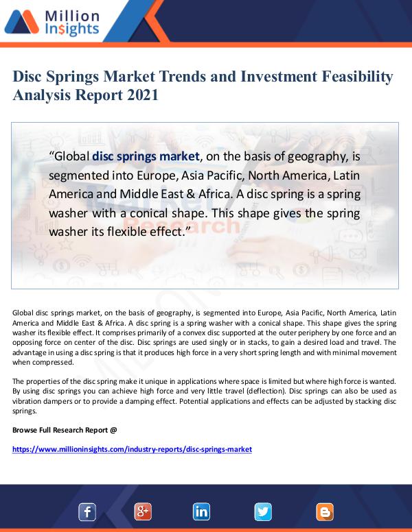 Global Research Disc Springs Market Trends and Investment Feasibil
