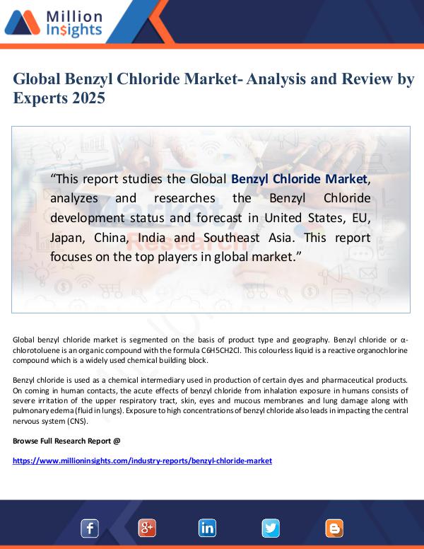 Global Research Global Benzyl Chloride Market- Analysis and Review