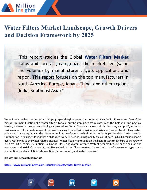 Global Research Water Filters Market Landscape, Growth Drivers and