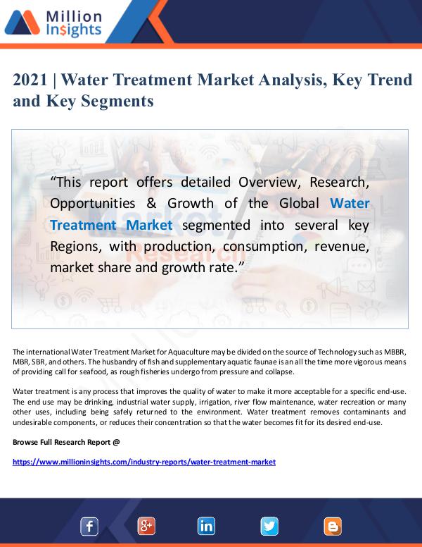2021 Water Treatment Market Analysis, Key Trend an