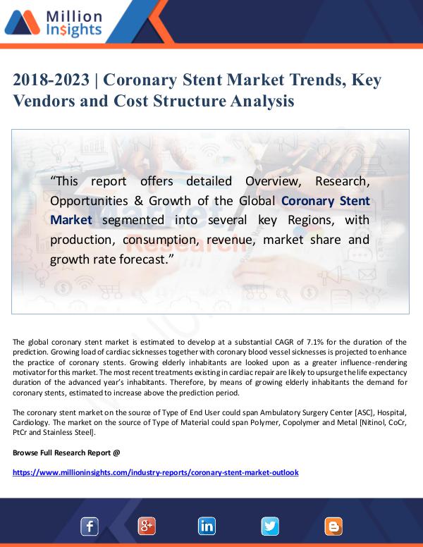 2018-2023 Coronary Stent Market Trends, Key Vendor