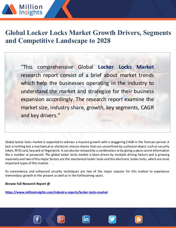 Global Locker Locks Market Growth Drivers, Segment