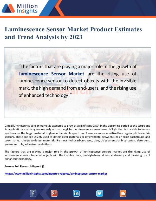 Luminescence Sensor Market Product Estimates and T