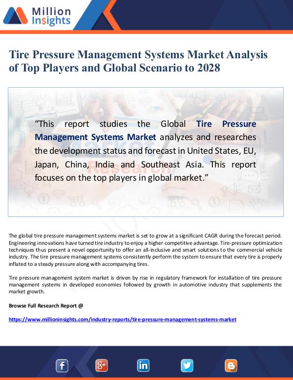 Global Research Tire Pressure Management Systems Market Analysis