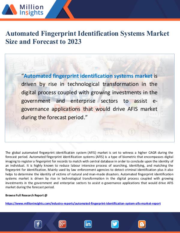 Automated Fingerprint Identification Systems Marke