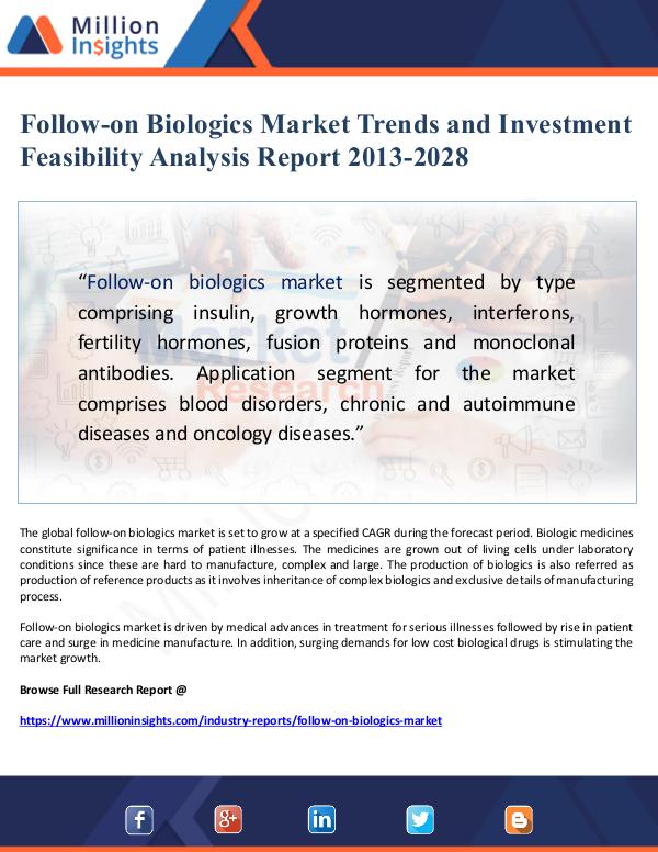 Follow-on Biologics Market Trends and Investment F