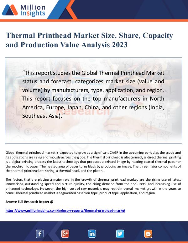 Thermal Printhead Market Size, Share and Capacity