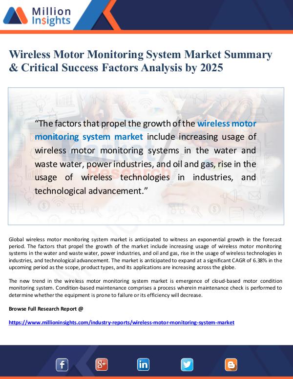 Wireless Motor Monitoring System Market Summary an