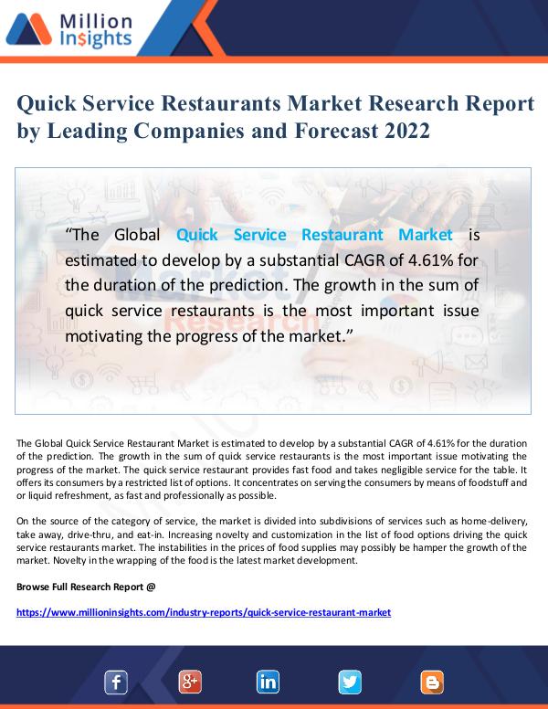 Quick Service Restaurants Market Research Report t