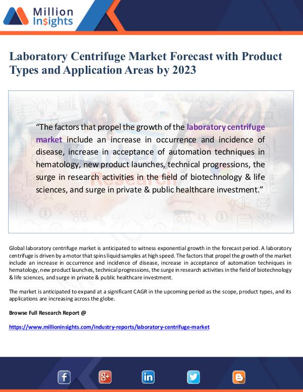 Laboratory Centrifuge Market Forecast by 2023