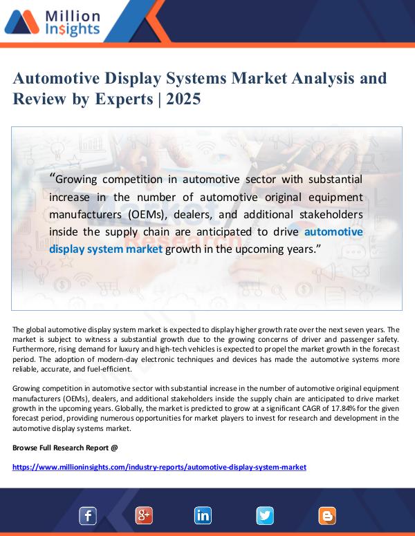 Market Giant Automotive Display Systems Market Analysis to 2025