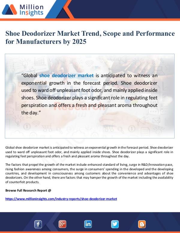 Shoe Deodorizer Market Performance for Manufacture