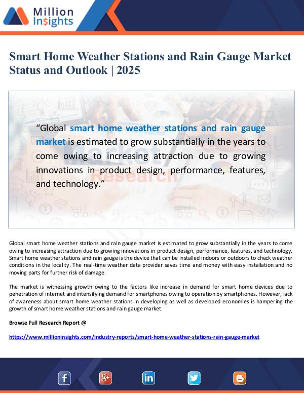 Global Research Smart Home Weather Stations and Rain Gauge Market