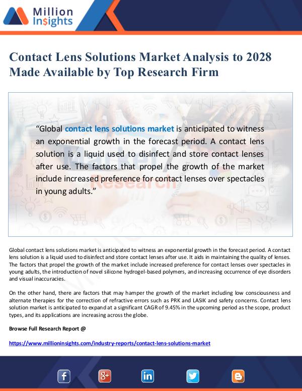 Contact Lens Solutions Market Analysis to 2028