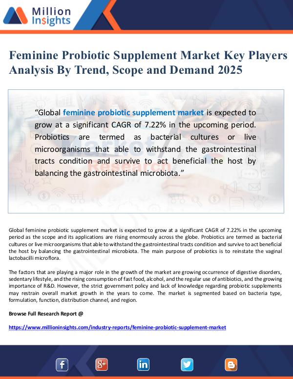 Global Research Feminine Probiotic Supplement Market Key Players A