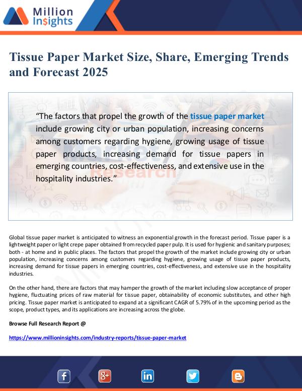 Global Research Tissue Paper Market Size, Share and Forecast 2025