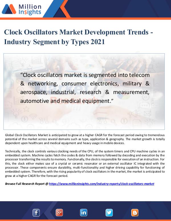 Clock Oscillators Market Development Trends 2021