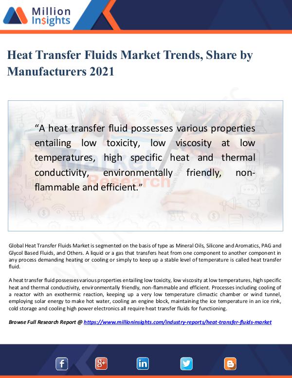 Heat Transfer Fluids Market Trends, Share 2021