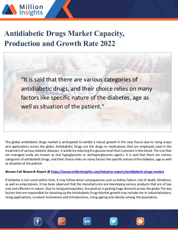 Antidiabetic Drugs Market Capacity, Production