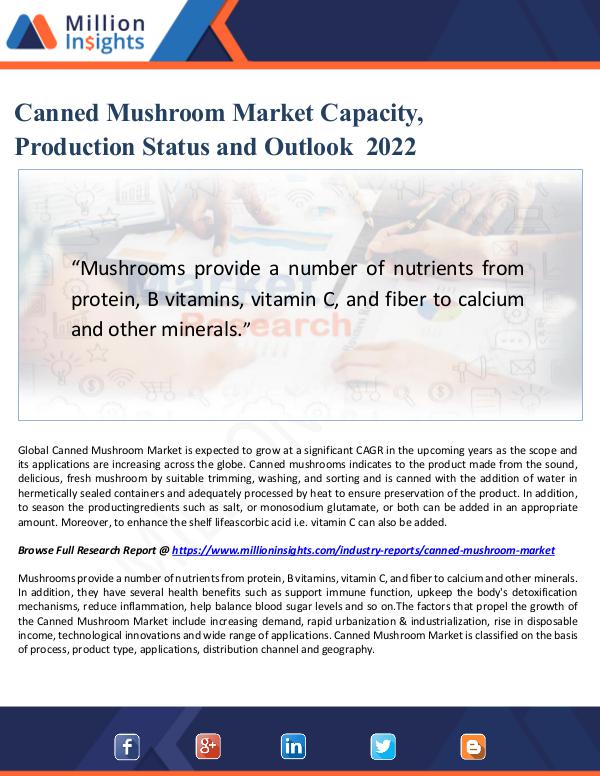 Canned Mushroom Market Capacity, Production Status