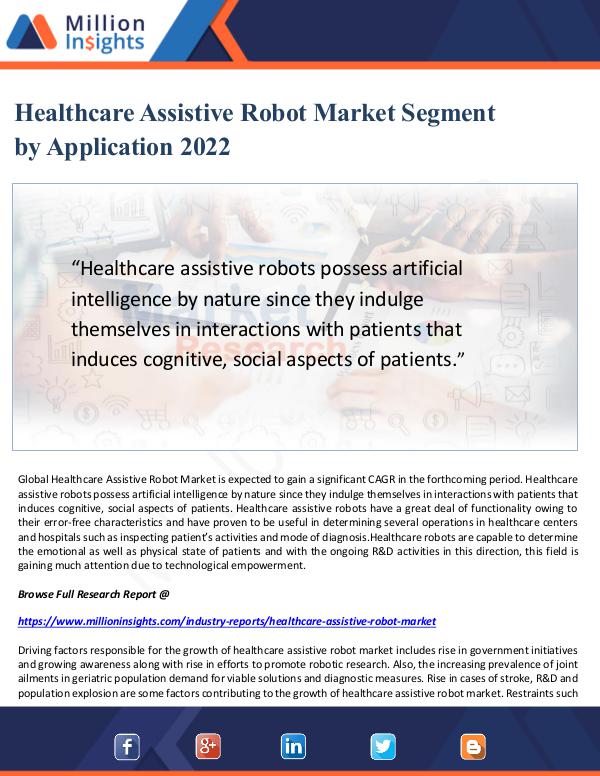 Healthcare Assistive Robot Market Segment 2022