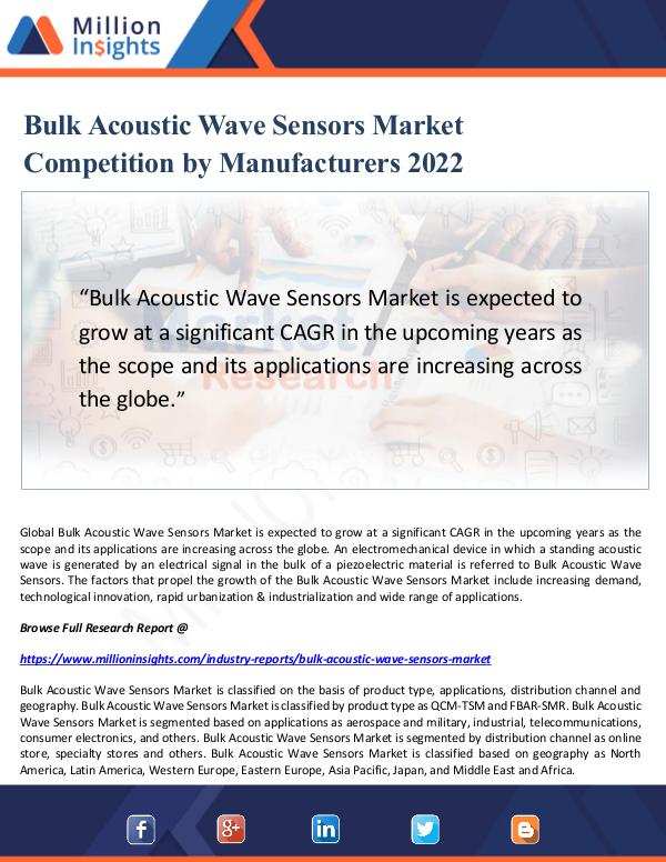 Bulk Acoustic Wave Sensors Market Analysis
