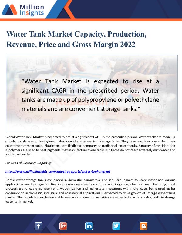 Water Tank Market Capacity, Production 2022