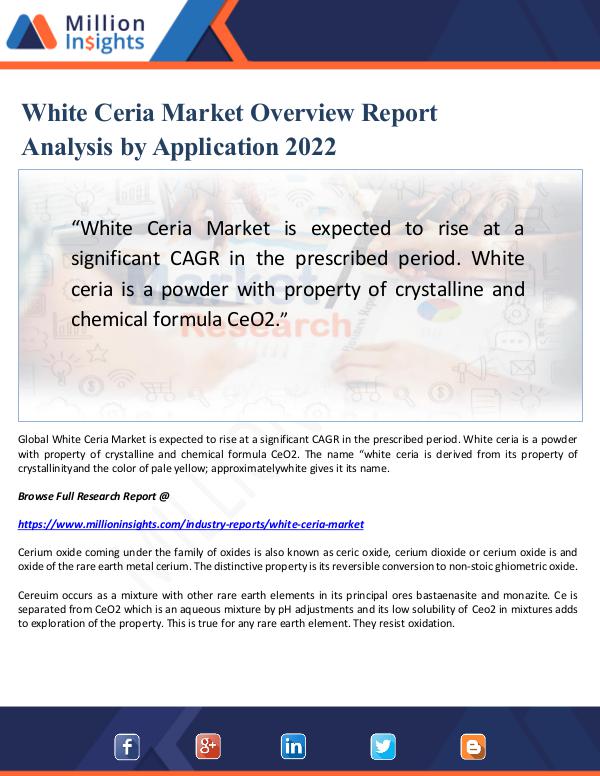 White Ceria Market Overview Report Analysis 2022