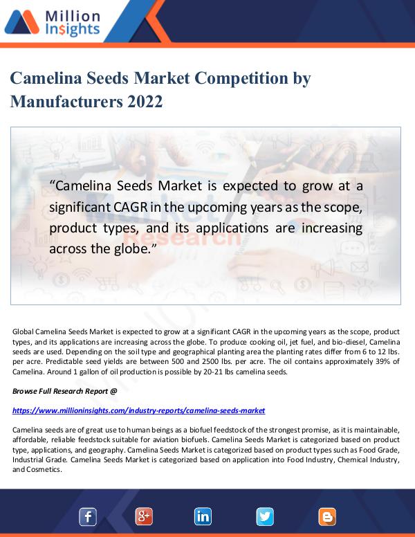 Market Updates Camelina Seeds Market Competition by Manufacturers
