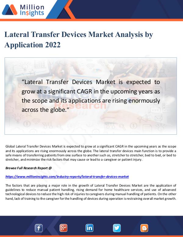 Lateral Transfer Devices Market Analysis by 2022