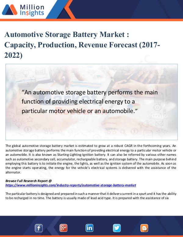 Automotive Storage Battery Market Analysis Report