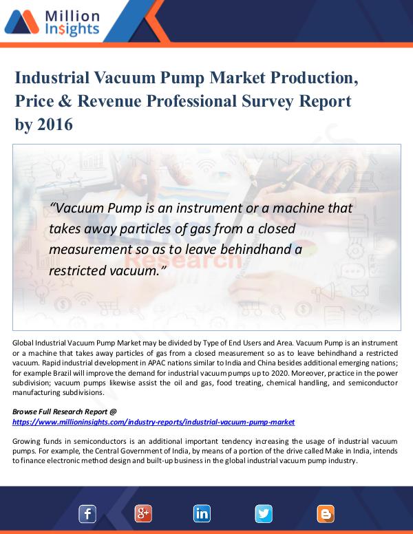 Industrial Vacuum Pump Market Production 2021