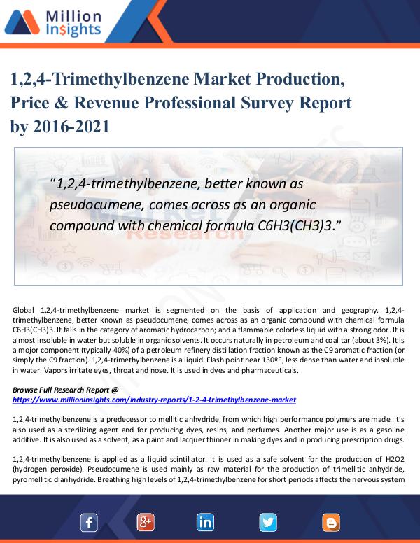 1,2,4-Trimethylbenzene Market Production 2021