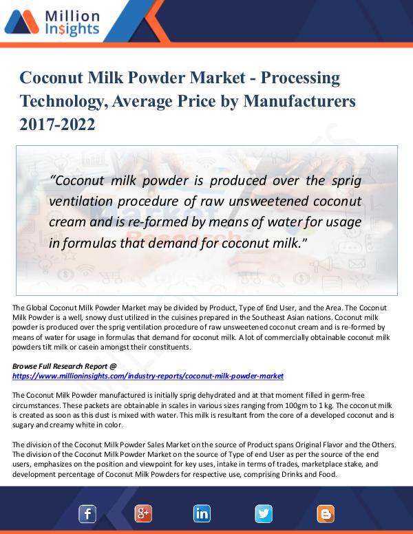 Coconut Milk Powder Market - Processing Technology