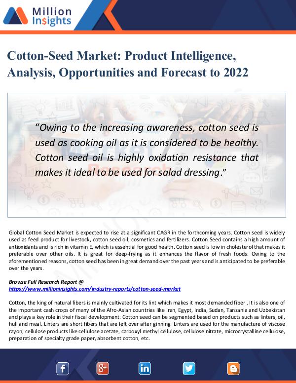Cotton-Seed Market Product Intelligence, Analysis