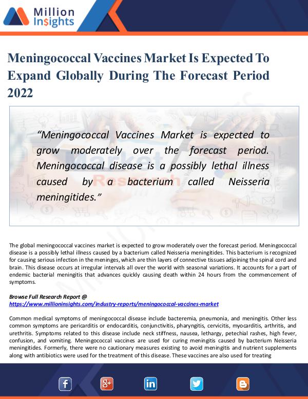 Meningococcal-Vaccines Market Research Report 2022