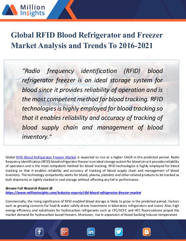 RFID Blood Refrigerator and Freezer Market Trend