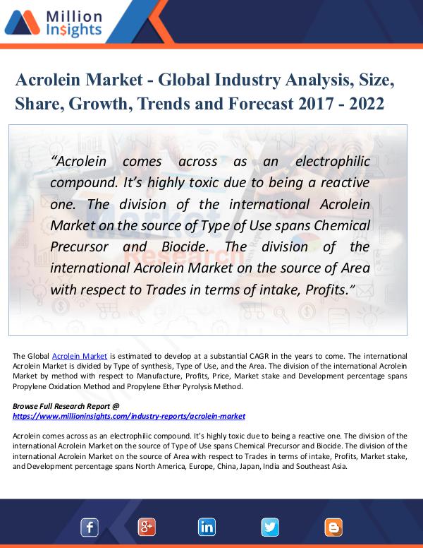 Acrolein Market - Global Industry Analysis Report
