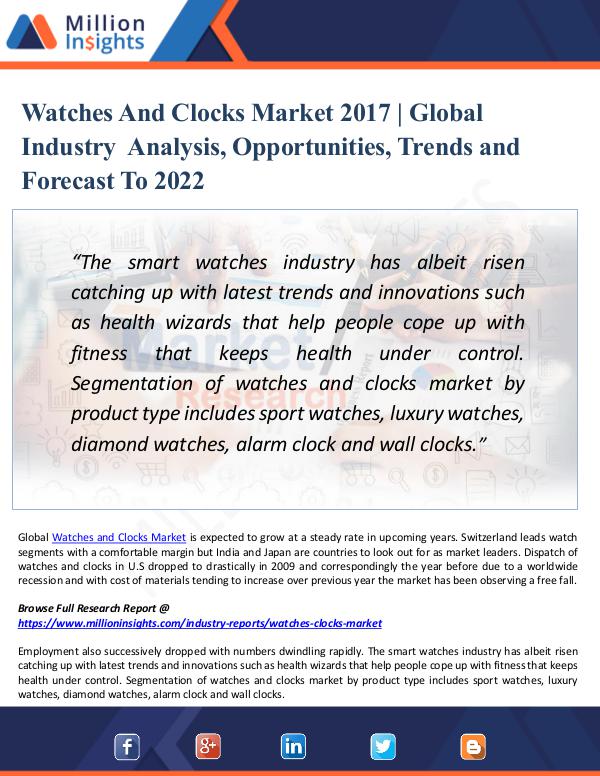 Watches And Clocks Market 2017 - Global Industry