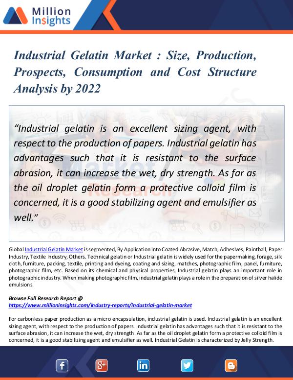 Industrial Gelatin Market Size and Production 2022