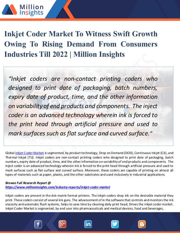 Inkjet Coder Market Share's and Size by 2022