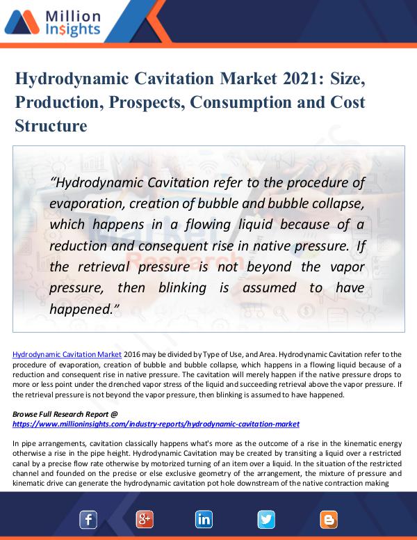 Hydrodynamic Cavitation Market 2021- Size & Share