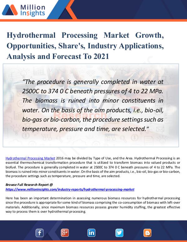 Hydrothermal Processing Market Growth Analysis