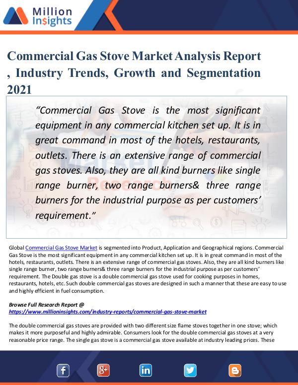 Commercial Gas Stove Market Analysis Report 2021