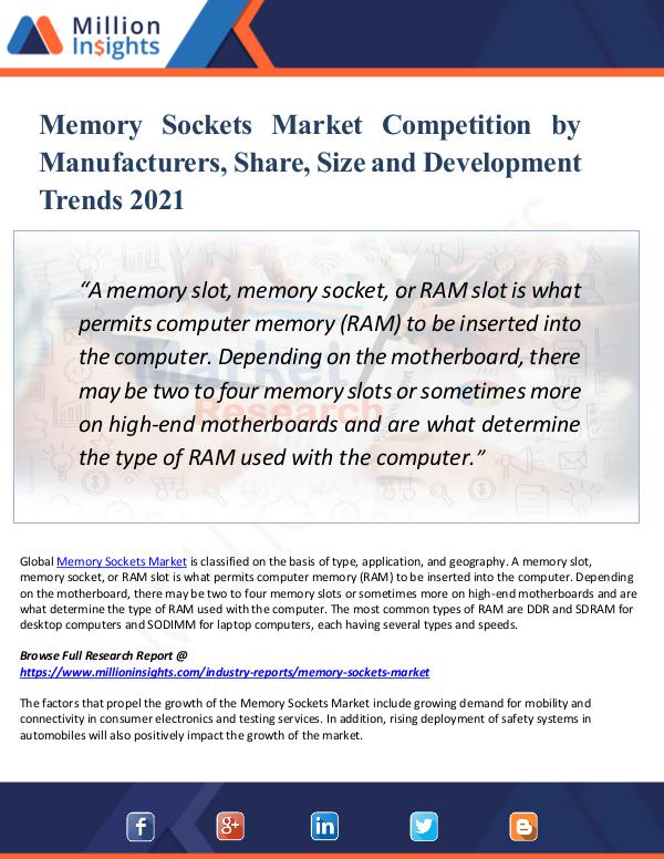 Memory Sockets Market Competition by Manufacturers
