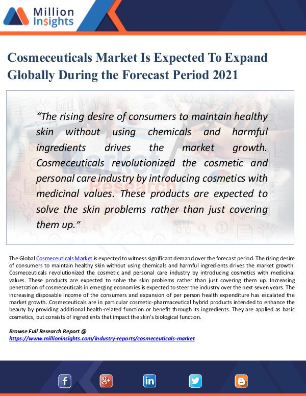 Market Updates Cosmeceuticals Market Analysis by 2021