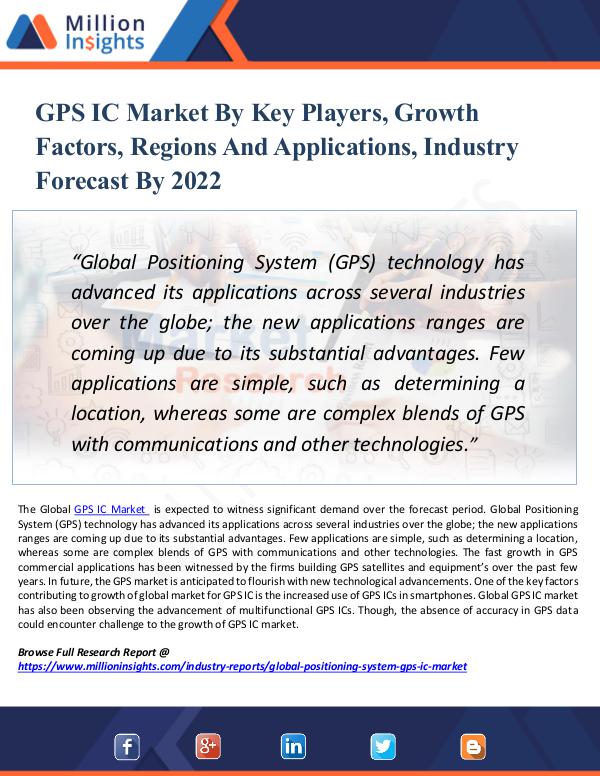 GPS IC Market By Key Players, Growth Factors 2022