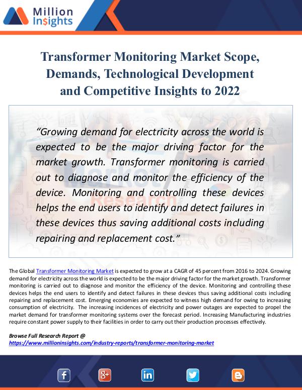 Transformer Monitoring Market Scope, Demands 2022