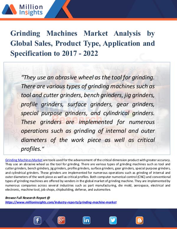 Grinding Machines Market Analysis by Sales 2022